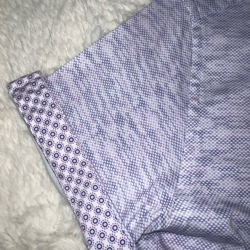 Purple Stone Rose Short Sleeve Button Up